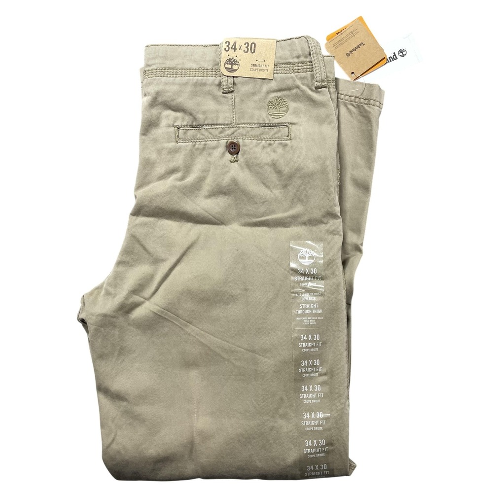 Timberland Pants Mens 34x30 Beige Chino Straight Fit Canvas Casual Workwear
